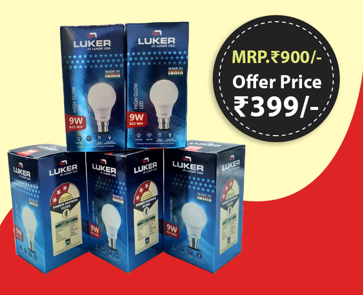 LED Bulb 9W Luker 5 Nos Combi Pack